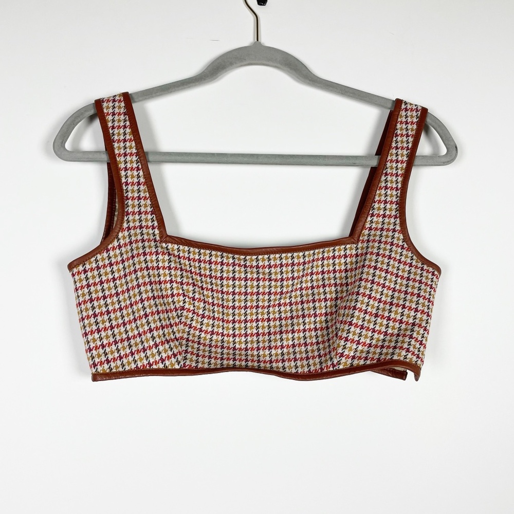 Rosetta Getty Houndstooth Woven Pattern Leather T… - image 1